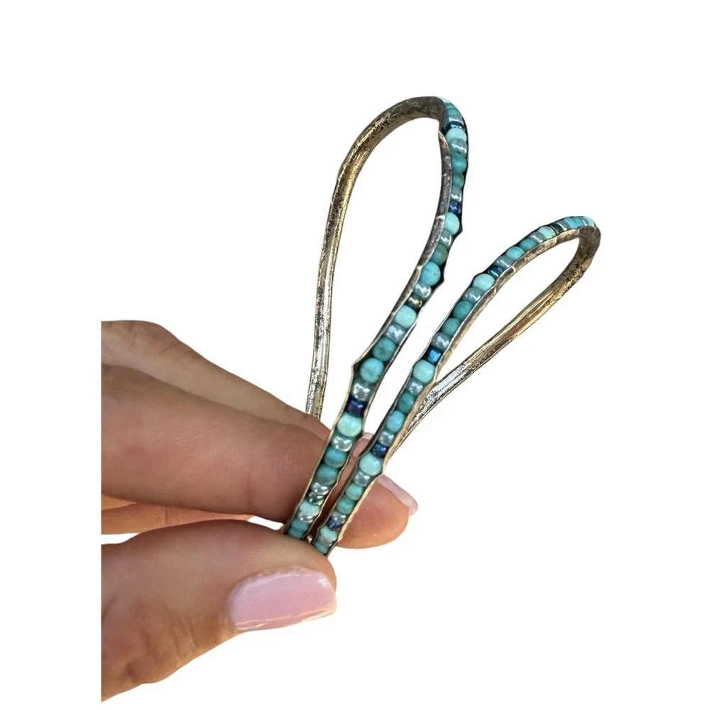 Boho Turquoise Color Jewelry Lot 6 Pc Necklaces Bracelet Bangles Statement
